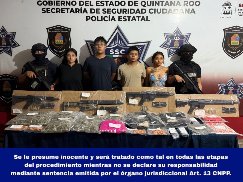 Capturan a cuatro jóvenes con más de 500 dosis de droga y armas largas