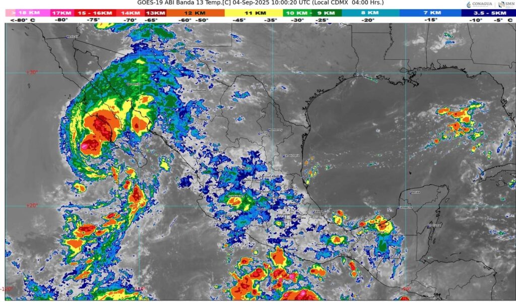 El ciclón Lorena se localiza frente a la costa de Baja California Sur