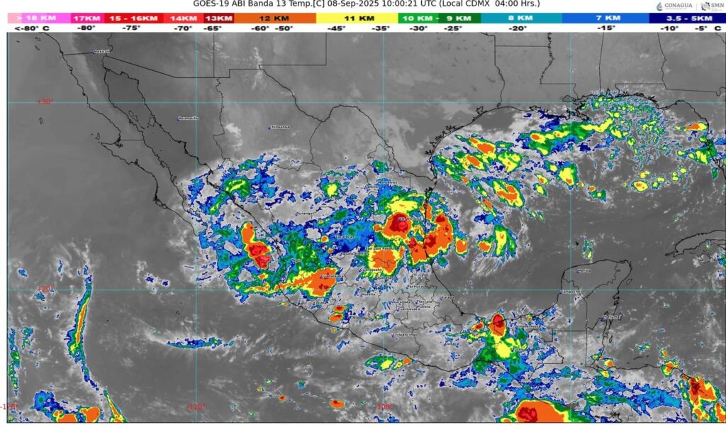 El sistema frontal número 2, estacionario, afecta al noreste de México