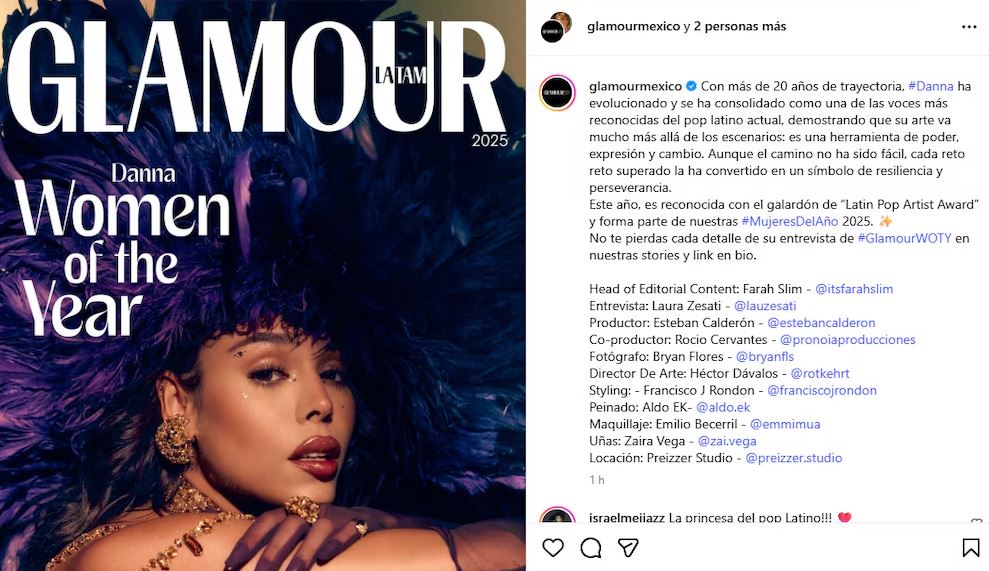 Danna es la ‘Mujer del Año’ de la revista Glamour 2025 tras la polémica un año atrás con Ángela Aguilar