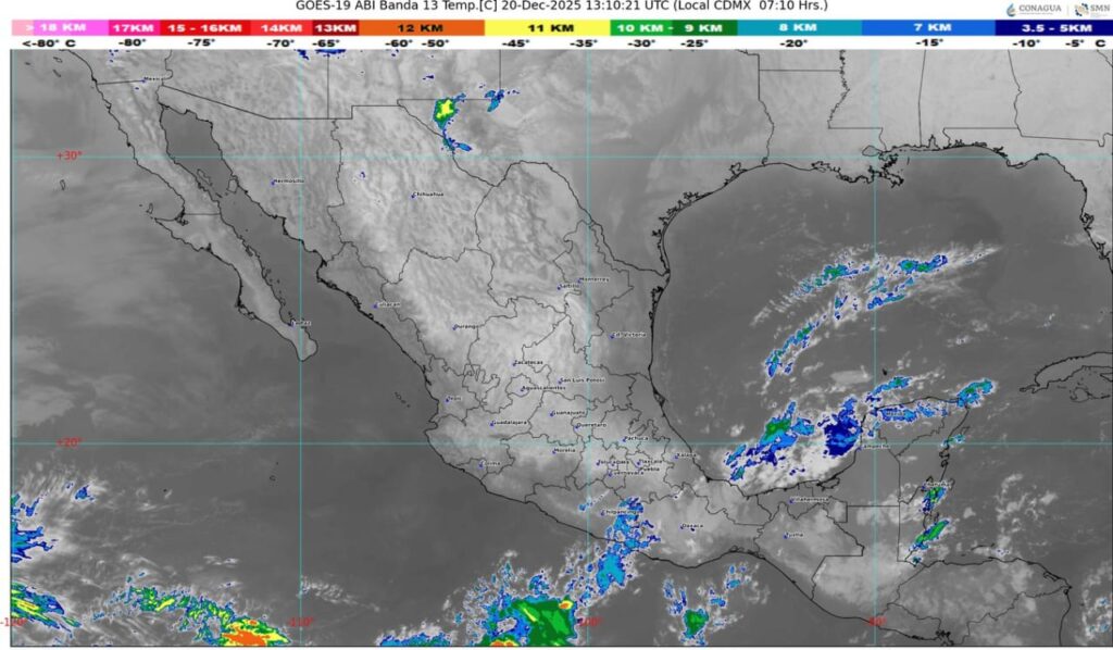LLUVIAS FUERTES Y VIENTOS DE HASTA 70 KM/H EN EL SURESTE; PERSISTE AMBIENTE SECO EN EL NOROESTE
