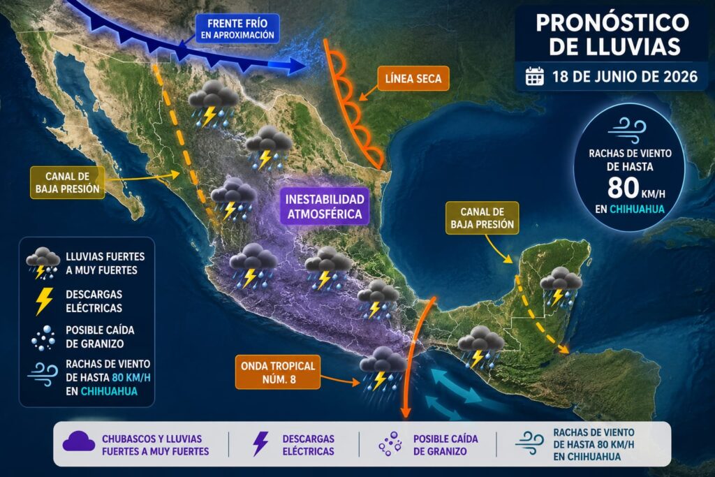 Pronostican lluvias muy fuertes en el centro, sur y sureste del país