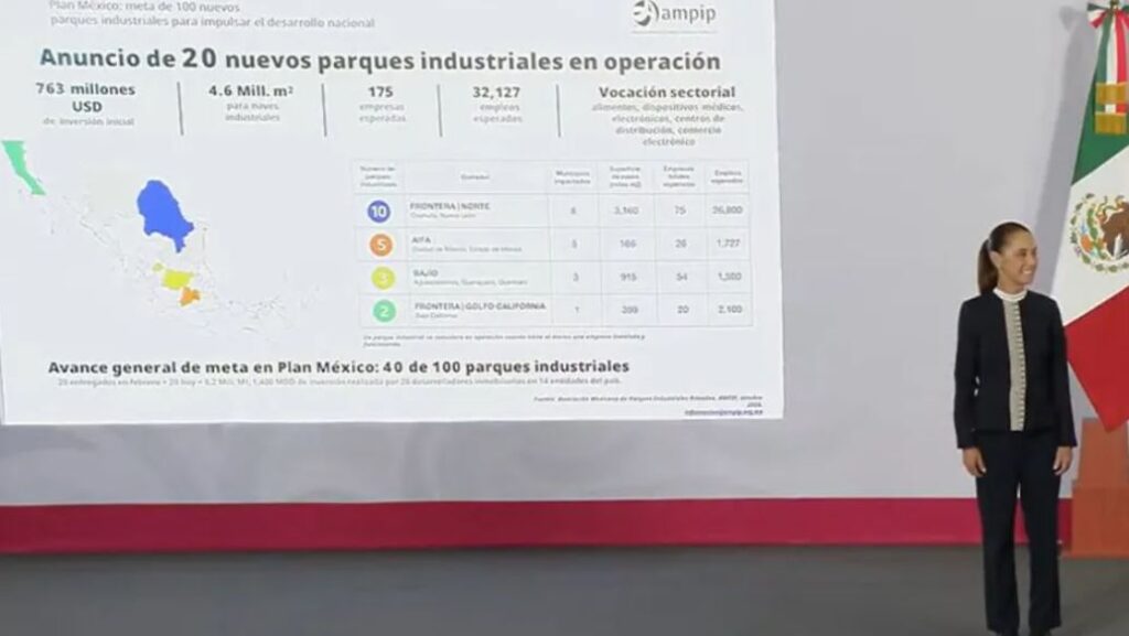 Claudia Sheinbaum anuncia tres nuevos parques industriales en Guanajuato, Aguascalientes y Querétaro