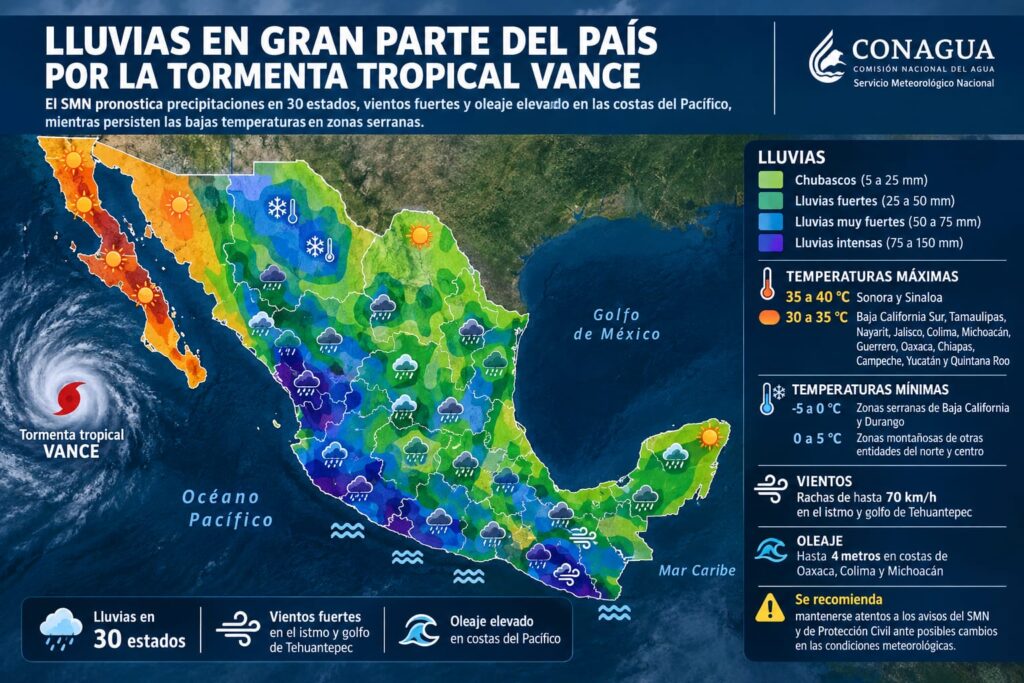Lluvias en gran parte del país por la Tormenta Tropical «Vance»